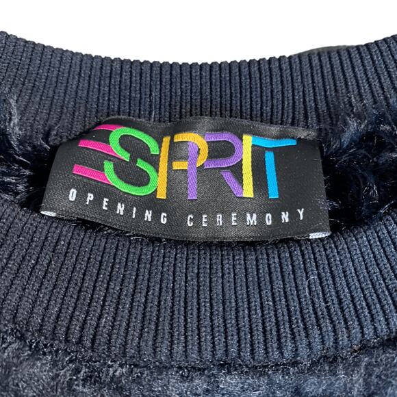 Opening Ceremony Esprit Fuzzy Logo Cropped Sweater Black Crewneck Small - Picture 7 of 9